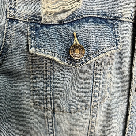 Vintage Guess Distressed Denim Jean Jacket Size Large - Picture 4 of 13
